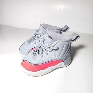 Jordan 12 Retro Toddlers 819666-060 Wolf Grey Racer Pink Shoes Baby Size 4c